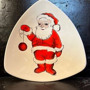 MVintage‎ Holland Mold Santa Plate Ceramic Triangular Cookies for Santa